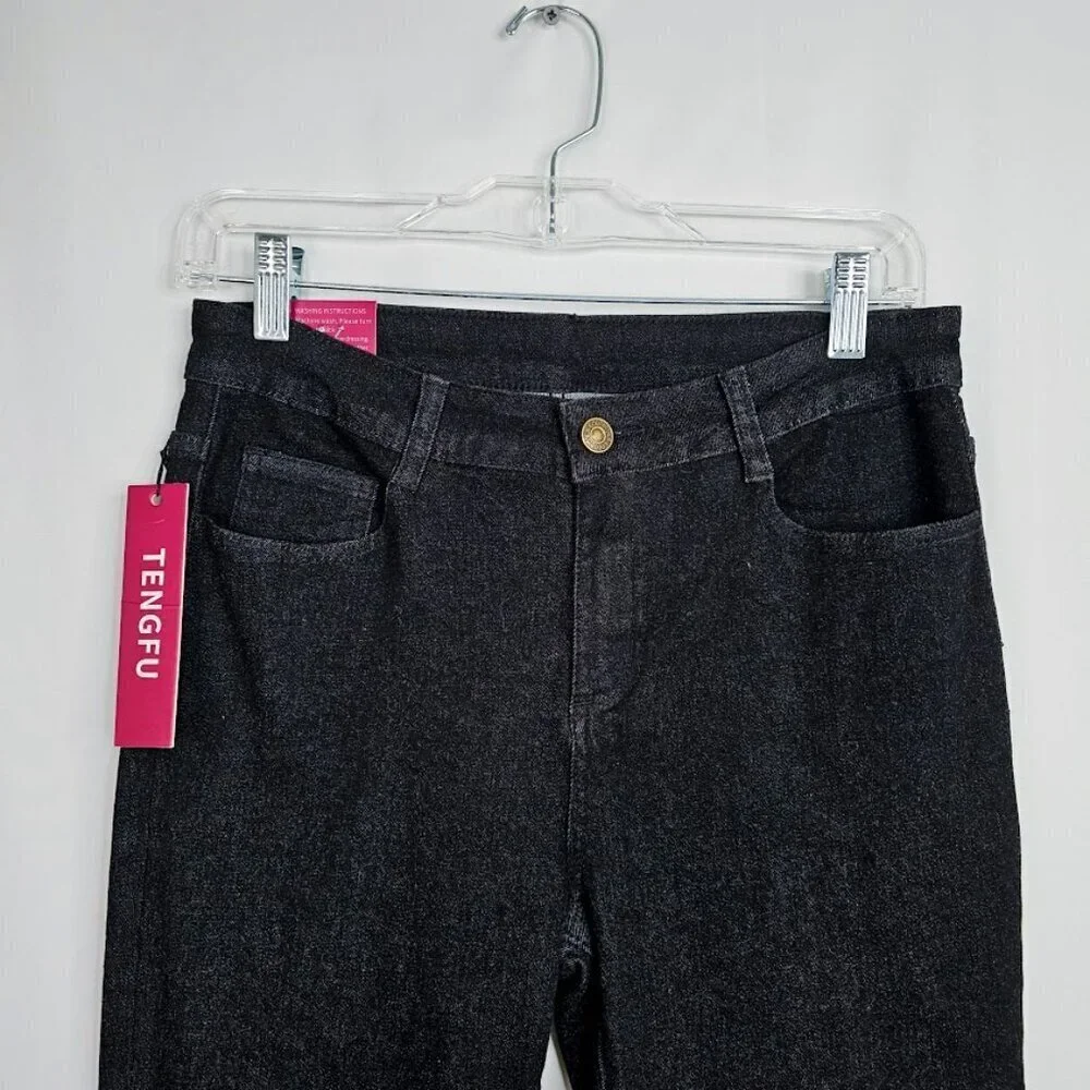 NWT Women's TENGFU Flare Leg Jeans size 4 BLACK High Rise Denim Bootcut Preppy - Picture 3 of 6